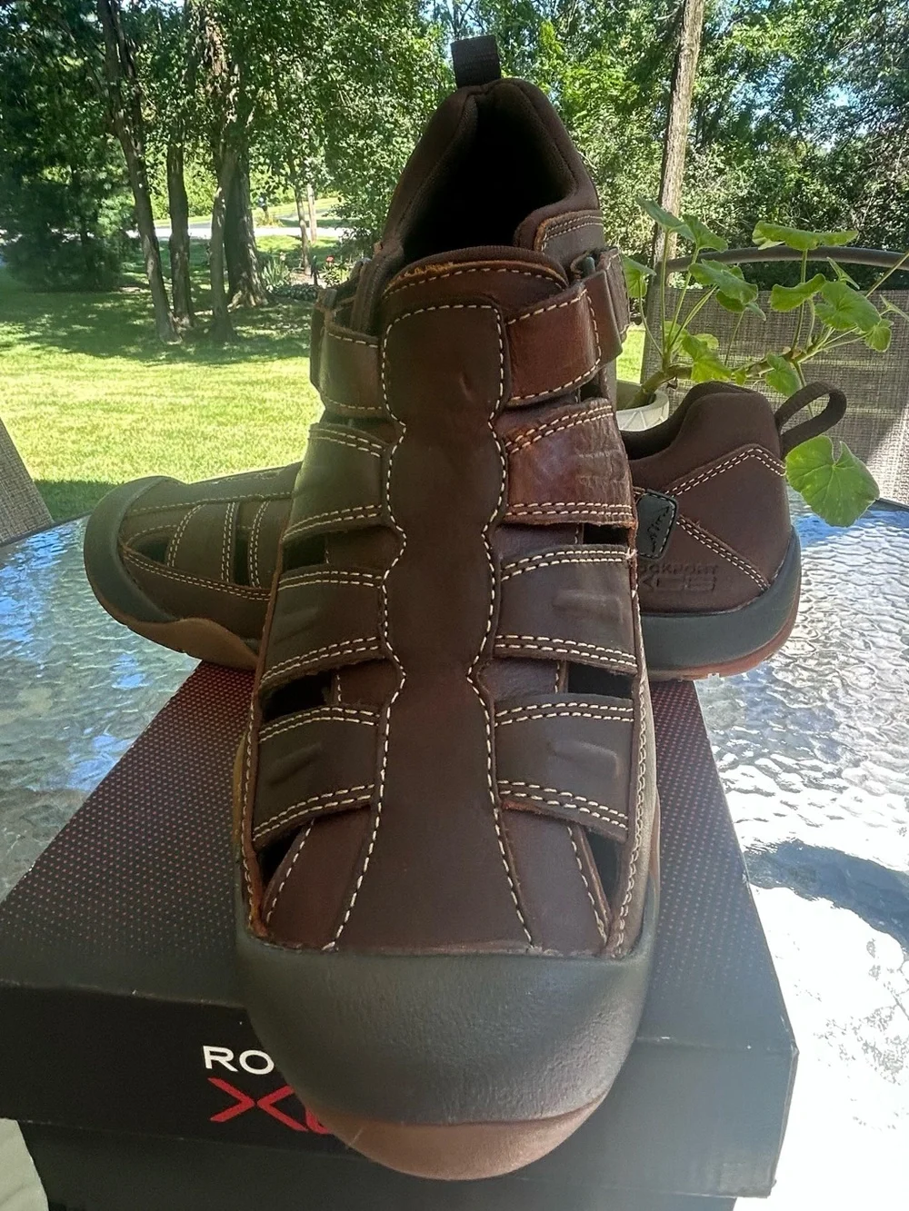 NWT-Rockport XCN Brown Leather Fisherman Sandals-10 1/2